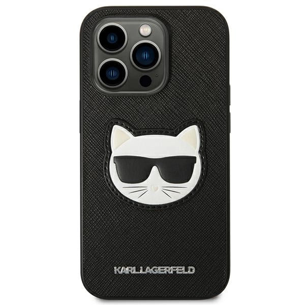 Karl Lagerfeld KLHCP14XSAPCHK iPhone 14 Pro Max 6,7" Hardcase sort Saffiano Choupette Head Patch