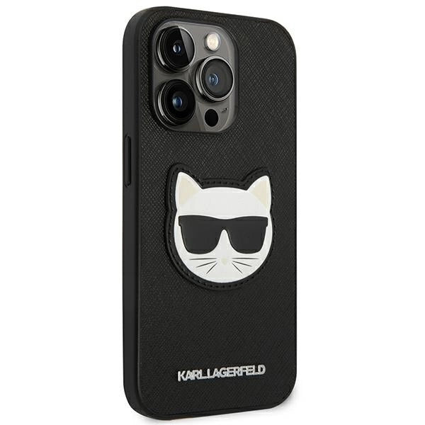 Karl Lagerfeld KLHCP14XSAPCHK iPhone 14 Pro Max 6,7" Hardcase sort Saffiano Choupette Head Patch