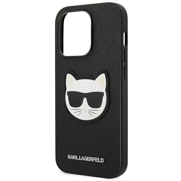 Karl Lagerfeld KLHCP14XSAPCHK iPhone 14 Pro Max 6,7" Hardcase sort Saffiano Choupette Head Patch