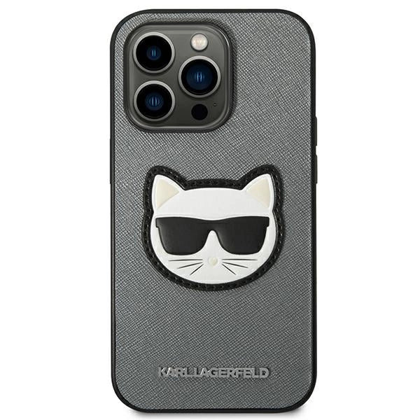 Karl Lagerfeld KLHCP14XSAPCHG iPhone 14 Pro Max 6,7" hårdkasse srebrny/silver Saffiano Choupette Head Patch