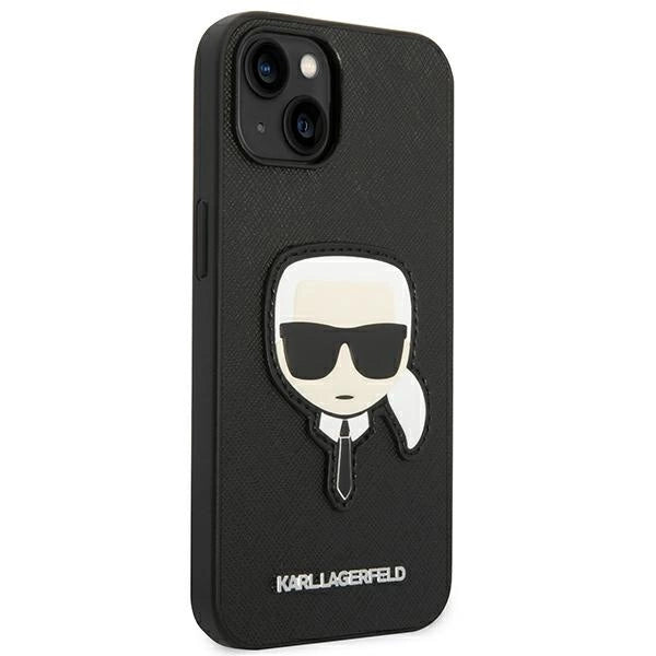 Karl Lagerfeld iPhone 14 Plus 6,7" sort/sort hårdkasse Saffiano Karlons Head Patch