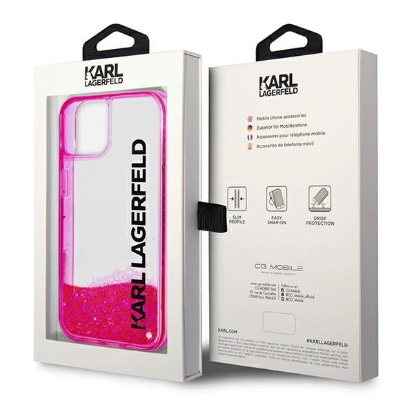 Karl Lagerfeld KLHCP14MLCKVF iPhone 14 Plus 6,7" Rosé/rosa hårdkasse Liquid Glitter Elong