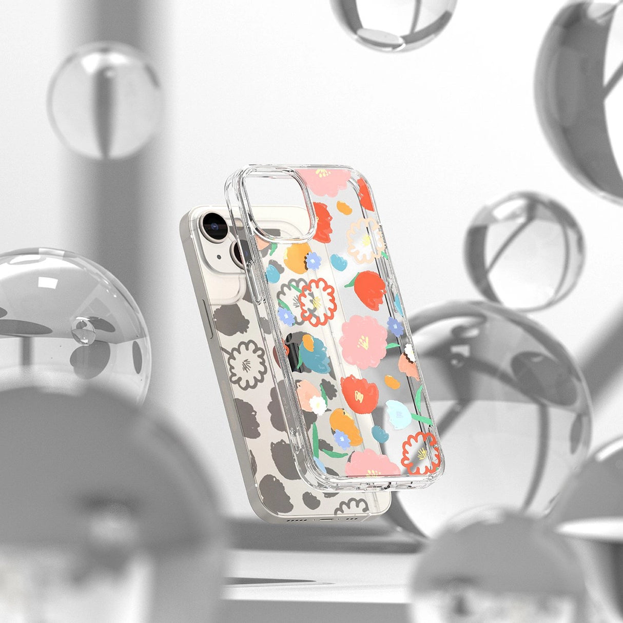 Ringke Fusion Design Armored Sleeve Cover med Gel Frame til iPhone 14 Plus gennemsigtig (Floral) (FD637E31)