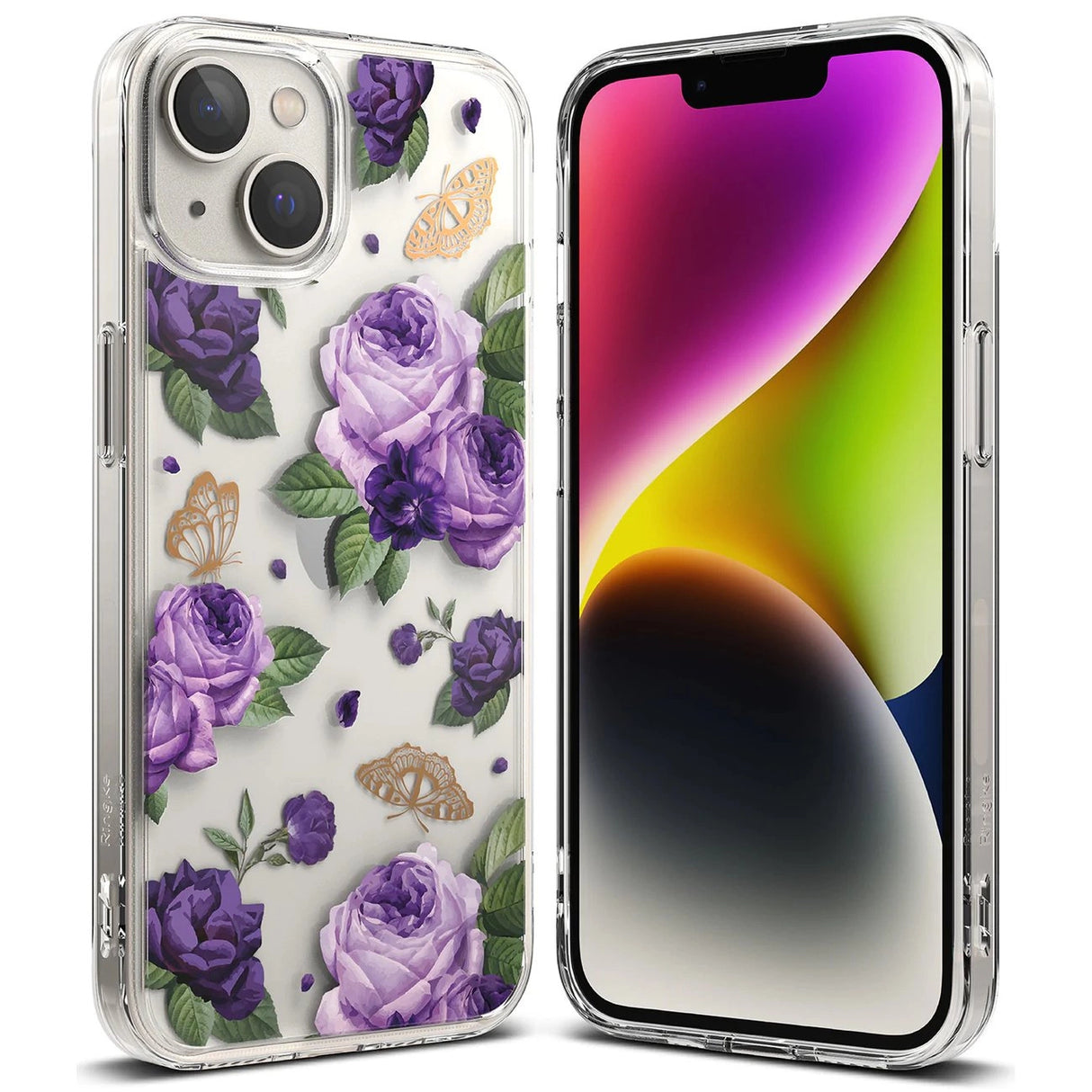 Ringke Fusion Design Armored Case Cover med Gel Frame til iPhone 14 Plus gennemsigtig (Purple rose) (FD637E29)