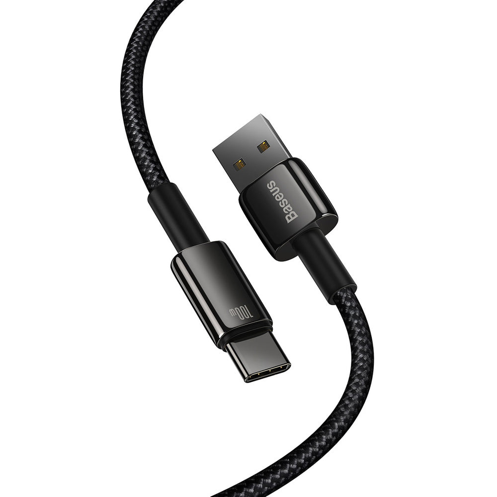 Baseus Tungsten Gold USB-A to USB-C Cable 480Mb/s 100W 1m Black (CAWJ000001)