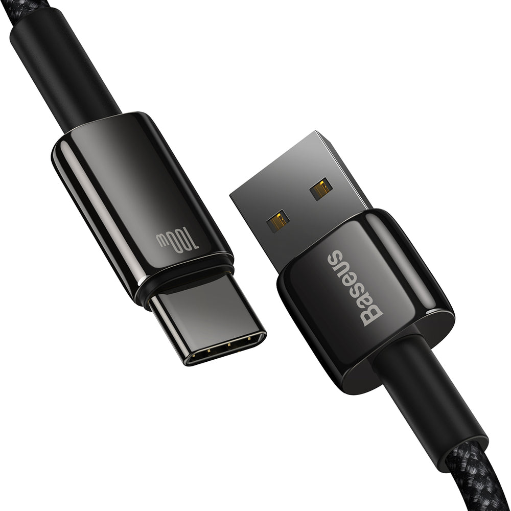 Baseus Tungsten Gold USB-A to USB-C Cable 480Mb/s 100W 2m Black (CAWJ000101)