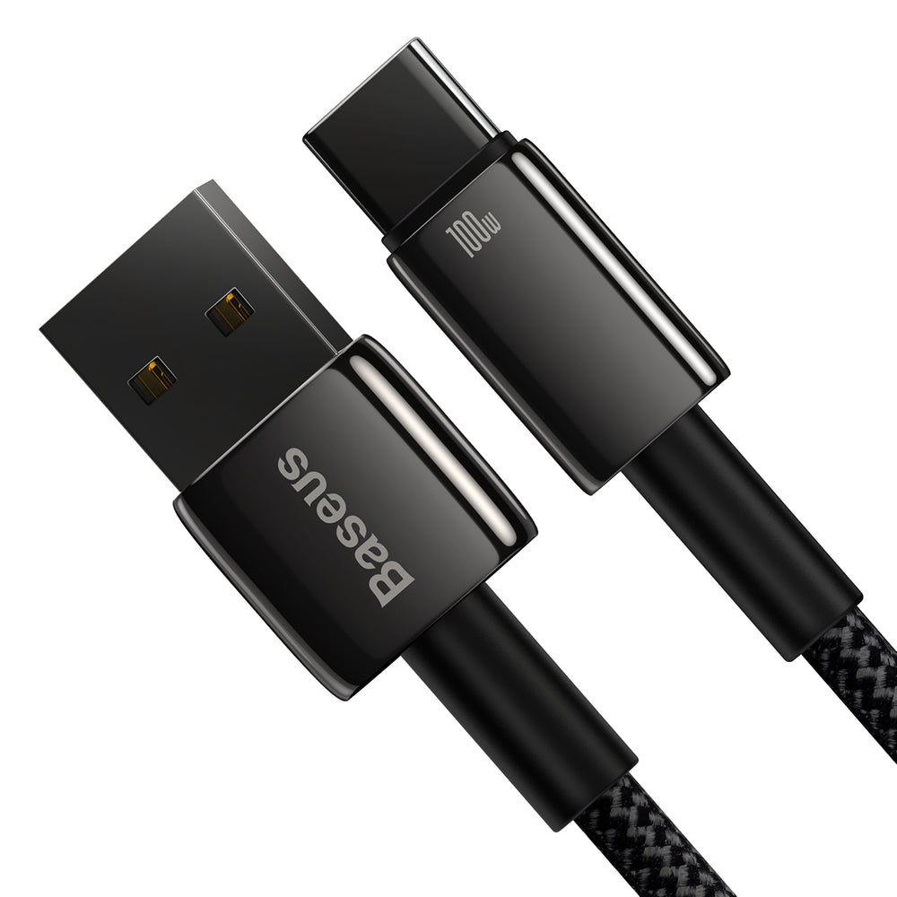 Baseus Tungsten Gold USB-A to USB-C Cable 480Mb/s 100W 2m Black (CAWJ000101)