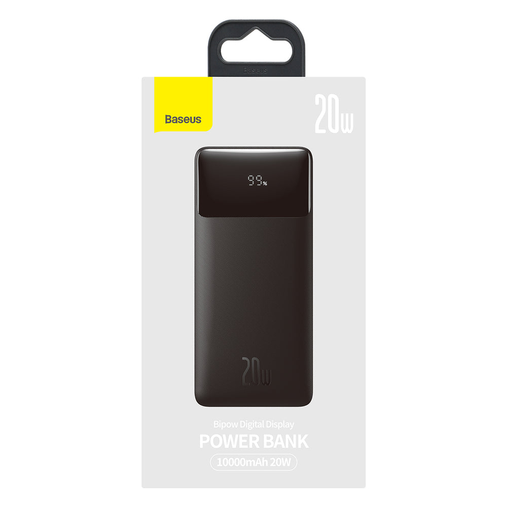 Baseus Bipow Fast Charging Power Bank 10000mAh 20W sort (Overseas Edition) + USB-A - Micro USB 0,25m sort kabel (PPBD050301)