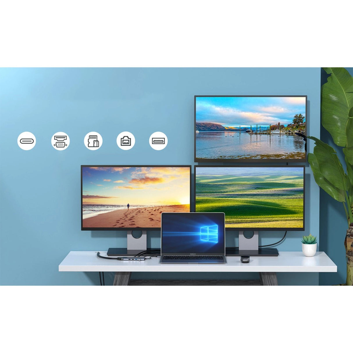 Choetech multifunktionelle HUB med display 12in1 USB-C til USB-C / USB-A / HDMI / VGA / AUX / SD / TF grå (HUB-M26)