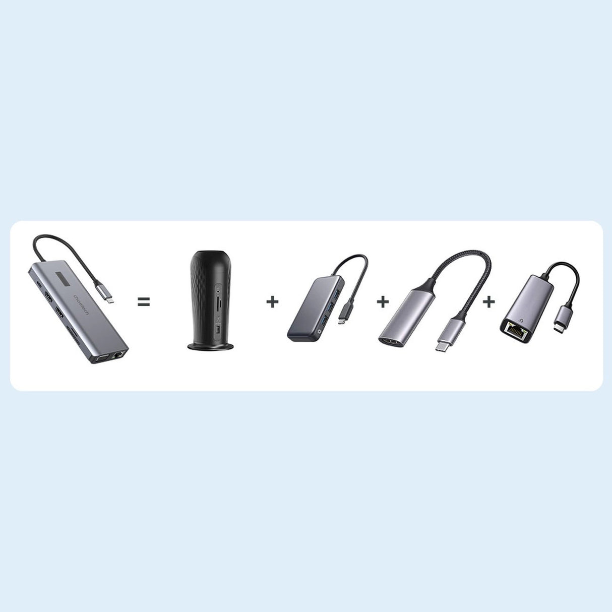 Choetech multifunktionelle HUB med display 12in1 USB-C til USB-C / USB-A / HDMI / VGA / AUX / SD / TF grå (HUB-M26)