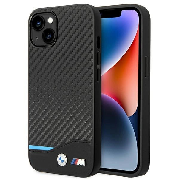 Case BMW BMHCP14M22NBCK iPhone 14 Plus 6.7 " sort / sort Læder Carbon