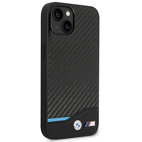Case BMW BMHCP14M22NBCK iPhone 14 Plus 6.7 " sort / sort Læder Carbon