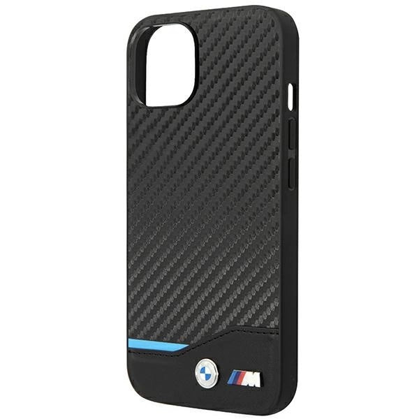 Case BMW BMHCP14M22NBCK iPhone 14 Plus 6.7 " sort / sort Læder Carbon
