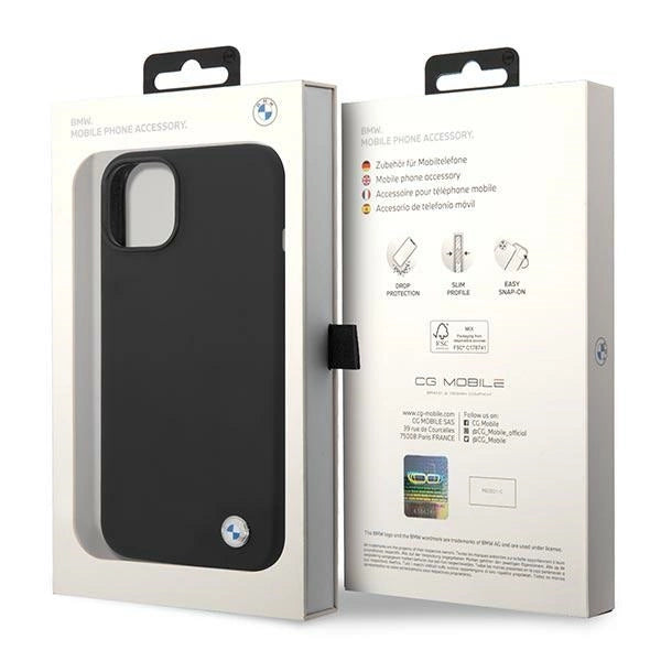 Case BMW BMHCP14MSILBK iPhone 14 Plus 6.7" sort/sort Silicone Metal Logo