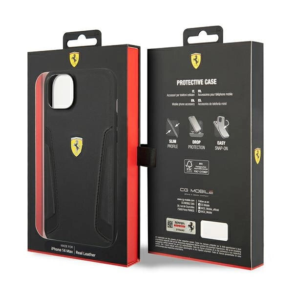 Ferrari FEHCP14MRBUK iPhone 14 Plus 6.7" sort/sort hårdkasse Læder Stempel Sider