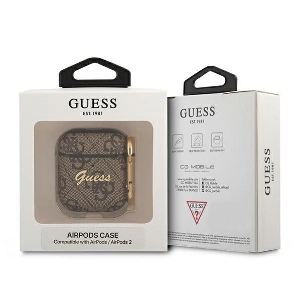 Guess GUA24GSMW AirPods cover brun / brun 4G Script Metal Collection
