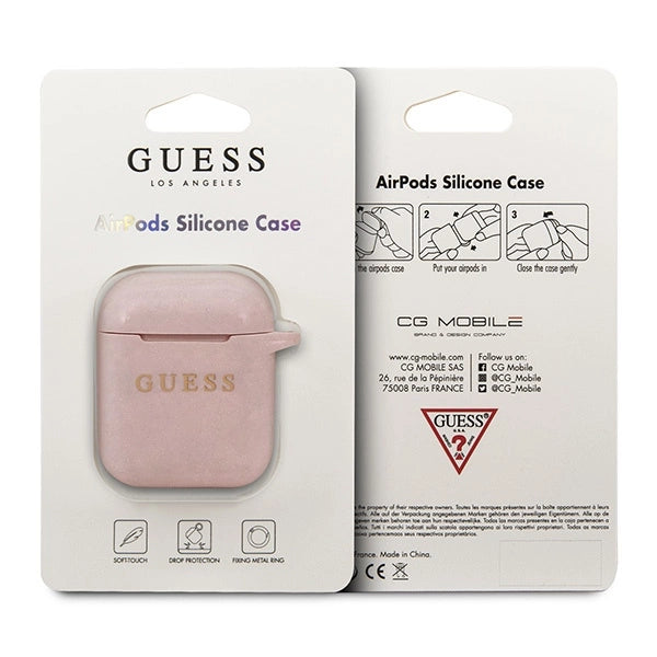 Guess GUACCSILGLLP AirPods-dæksel lyserød / lyserød Silicone Glitter