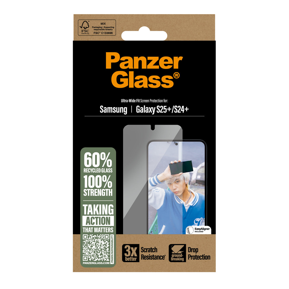 PanzerGlass Screen Protector Samsung Galaxy S25+ - Ultra-Wide Fit