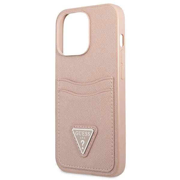 Guess GUHCP13LPSATPP iPhone 13 Pro / 13 6.1 "pink / pink hardcase SaffianoTriangle Logo Cardslot