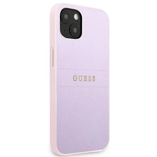 Guess GUHCP13SPSASBPU iPhone 13 mini 5,4 " lilla / lilla Saffiano Hot Stamp & Metal Logo