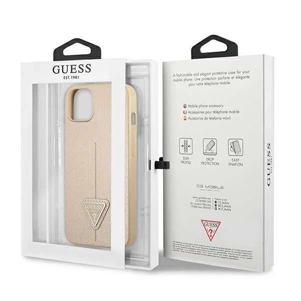 Guess GUHCP13SPSATLE iPhone 13 mini 5,4 " beige / beige hardcase SaffianoTriangle Logo