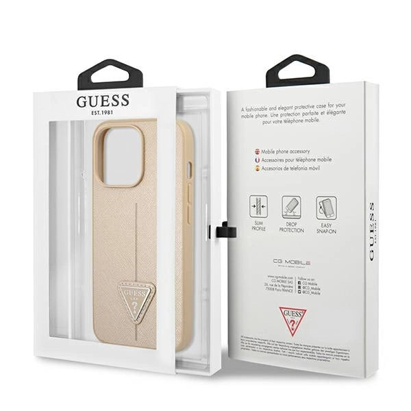Guess GUHCP14LPSATLE iPhone 14 Pro 6,1 " beige / beige hardcase SaffianoTriangle Logo