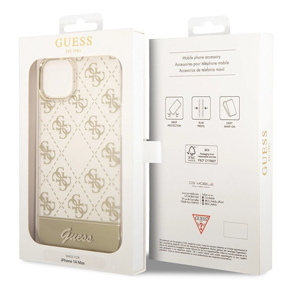 Gæt GUHCP14MHG4MHG iPhone 14 Plus 6.7 "guld / guld hardcase 4G Pattern Script