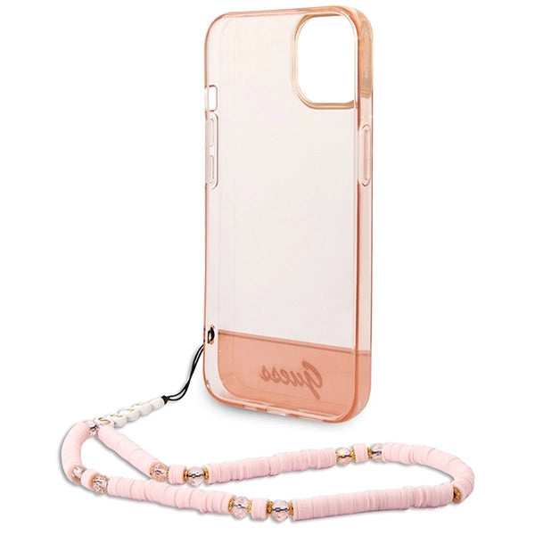 Guess GUHCP14MHGCOHP iPhone 14 Plus 6.7" pink/pink hårdkasse Gennemskinnelig perlestrop