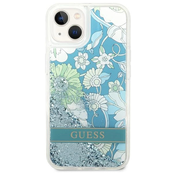 Guess GUHCP14MLFLSN iPhone 14 Plus 6.7 "grøn / grøn hardcase Flower Liquid Glitter