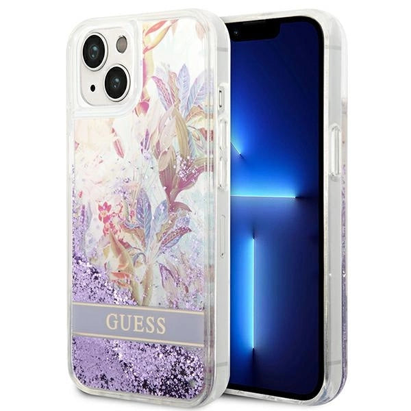 Guess GUHCP14MLFLSU iPhone 14 Plus 6.7 "violet / lilla hardcase Flower Liquid Glitter