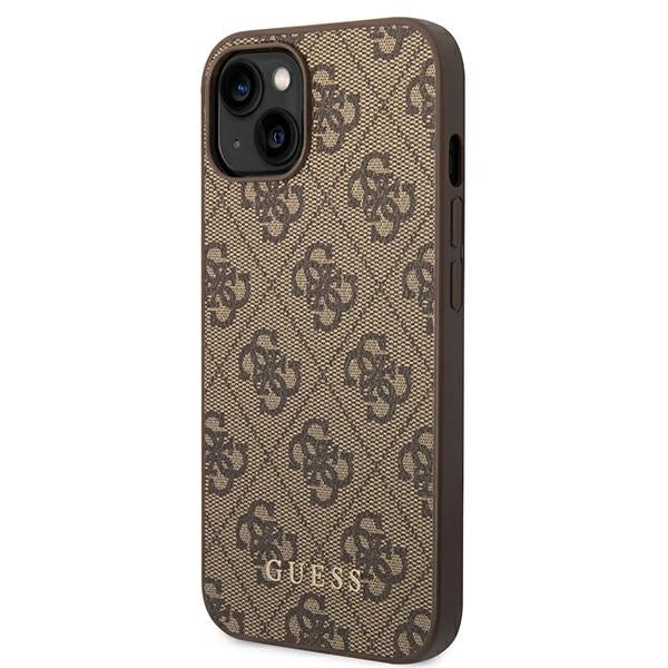 Guess GUHCP14SG4GFBR iPhone 14 6,1 "brun / brun hårdkasse 4G Metal Gold Logo
