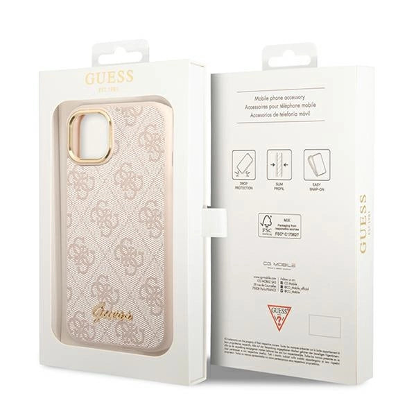 Guess 4G Vintage Gold Logo-hylster til iPhone 14 - pink