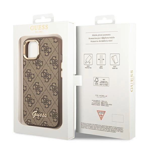 Guess GUHCP14SHG4SHW iPhone 14 6.1" brun/brun hårdkasse 4G Vintage Gold Logo
