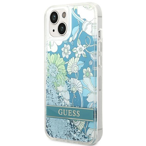 Guess GUHCP14SLFLSN iPhone 14 6.1 "grøn / grøn hardcase Flower Liquid Glitter