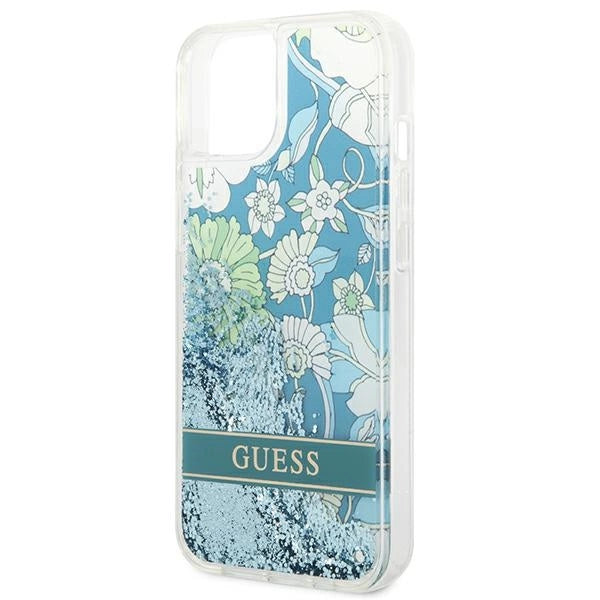 Guess GUHCP14SLFLSN iPhone 14 6.1 "grøn / grøn hardcase Flower Liquid Glitter