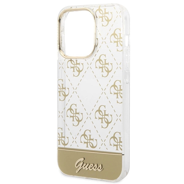 Guess GUHCP14XHG4MHG iPhone 14 Pro Max 6.7 "guld / guld hardcase 4G Pattern Script