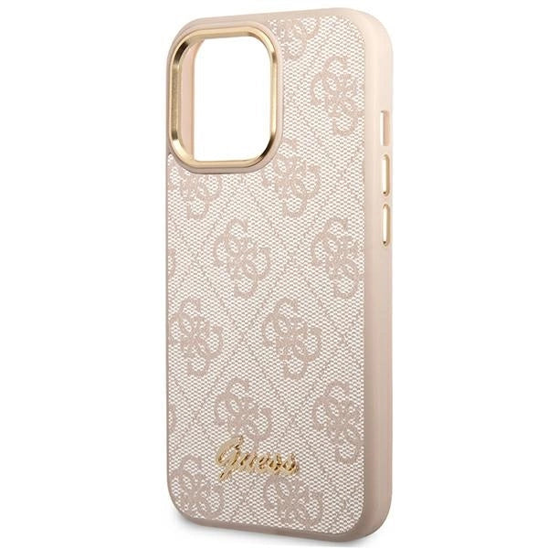 Guess 4G Vintage Gold Logo-hylster til iPhone 14 Pro Max - pink