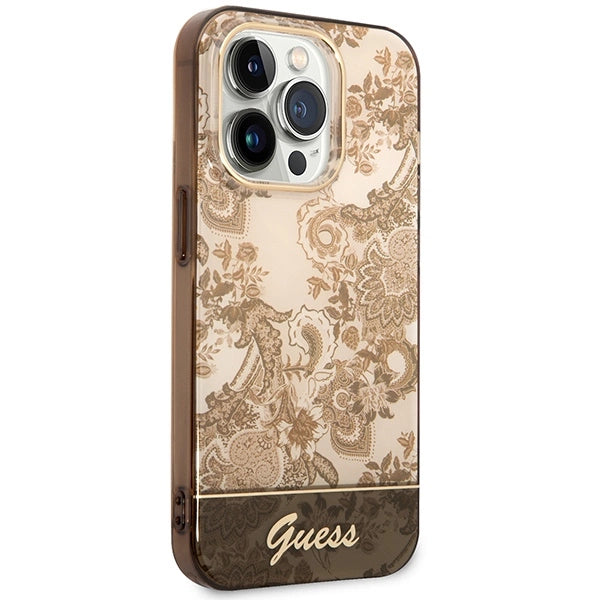 Guess GUHCP14XHGPLHC iPhone 14 Pro Max 6.7" oker hardcase Porcelæn Samling