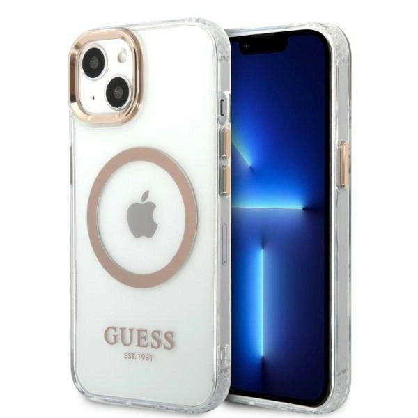 Guess GUHMP13MHTRMD iPhone 13 6.1 " guld / guld hårdkasse Metal Outline Magsafe
