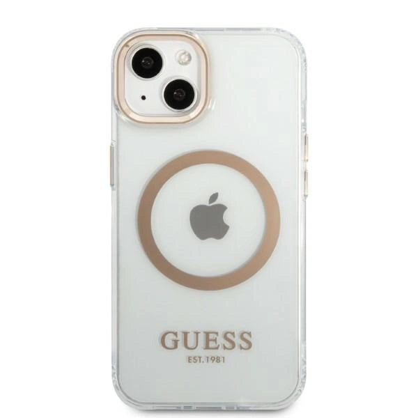 Guess GUHMP13MHTRMD iPhone 13 6.1 " guld / guld hårdkasse Metal Outline Magsafe