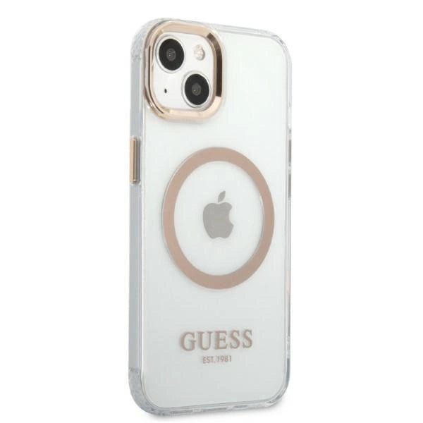 Guess GUHMP13MHTRMD iPhone 13 6.1 " guld / guld hårdkasse Metal Outline Magsafe