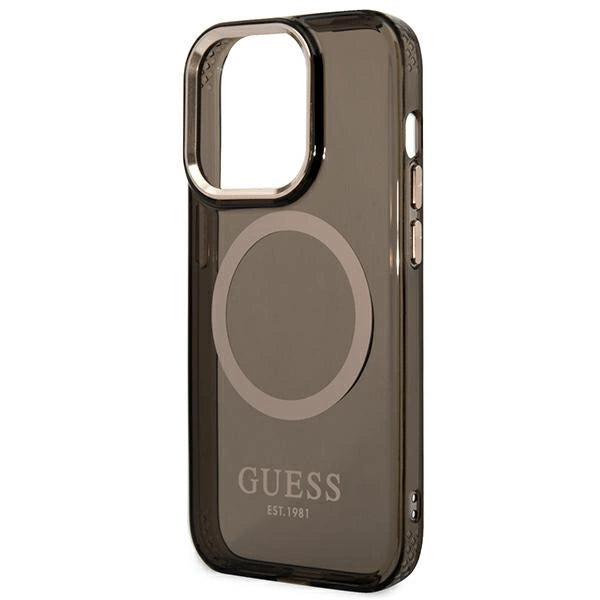 Guess GUHMP14LHTCMK iPhone 14 Pro 6.1" sort/sort hard case Gold Outline Translucent MagSafe