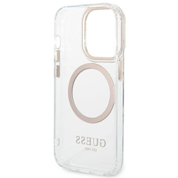 Guess GUHMP14LHTRMD iPhone 14 Pro 6.1 "guld / guld hårdkasse Metal Outline Magsafe