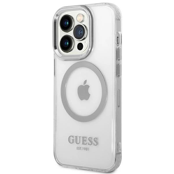 Guess GUHMP14LHTRMS iPhone 14 Pro 6.1" sølv/sølv hårdkasse Metal Outline Magsafe