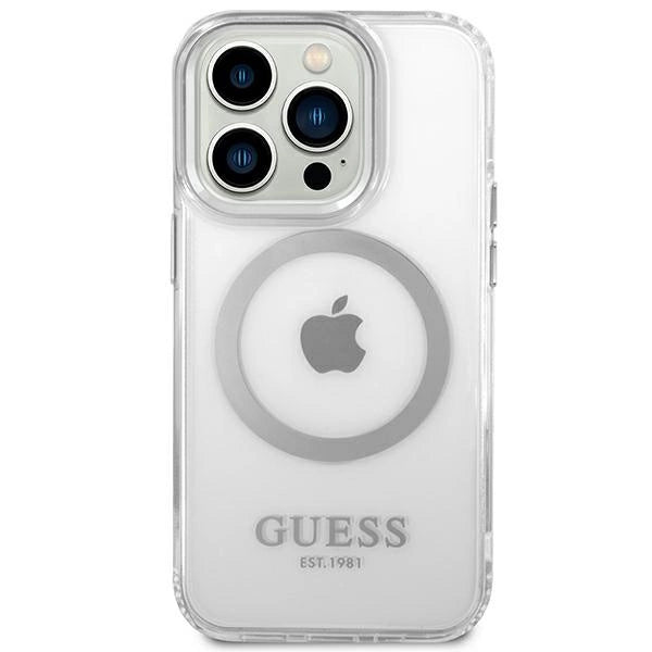 Guess GUHMP14LHTRMS iPhone 14 Pro 6.1" sølv/sølv hårdkasse Metal Outline Magsafe