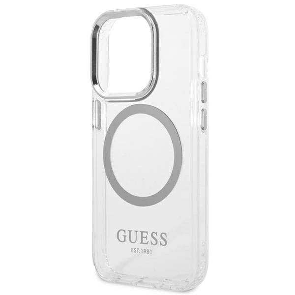 Guess GUHMP14LHTRMS iPhone 14 Pro 6.1" sølv/sølv hårdkasse Metal Outline Magsafe