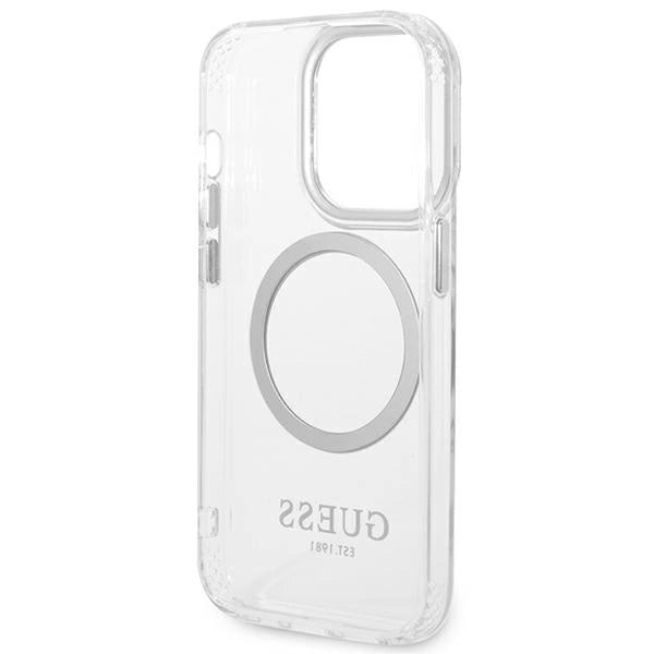 Guess GUHMP14LHTRMS iPhone 14 Pro 6.1" sølv/sølv hårdkasse Metal Outline Magsafe