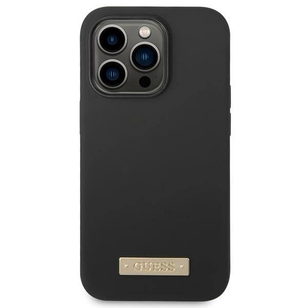 Guess GUHMP14LSBPLK iPhone 14 Pro 6,1" sort/sort hårdkasse Silicone Logo Plate MagSafe