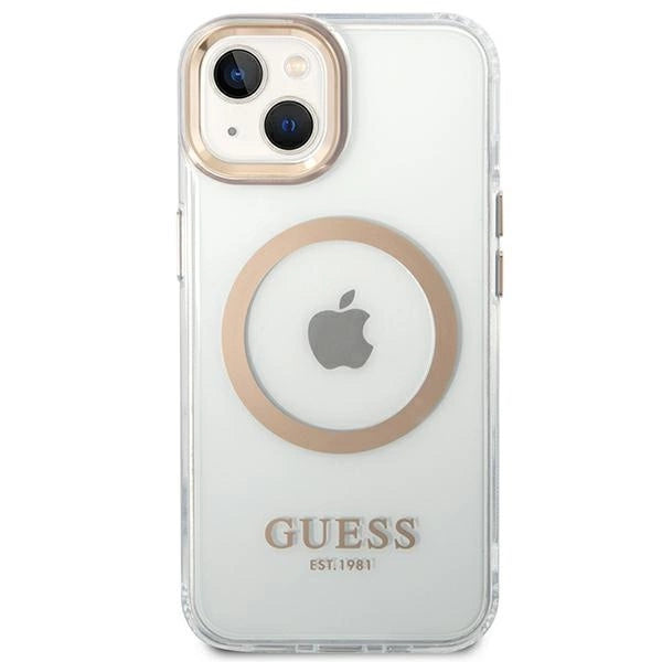 Guess GUHMP14MHTRMD iPhone 14 Plus 6.7 "guld / guld hard case Metal Outline Magsafe