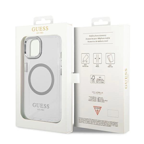 Guess GUHMP14MHTRMS iPhone 14 Plus 6.7" sølv/sølv hard case Metal Outline Magsafe
